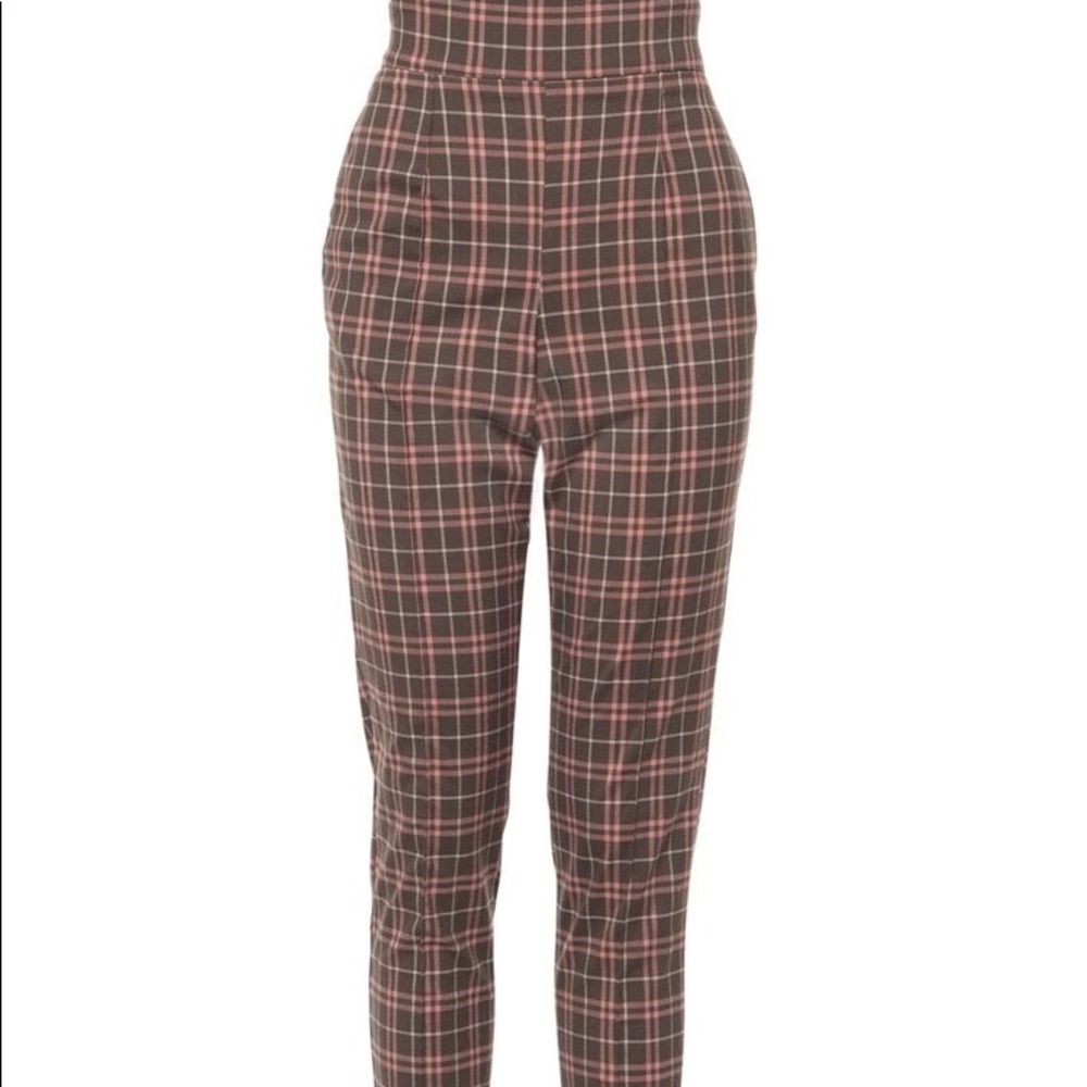 Laura Byrnes California Vintage Trousers in Mushroom Pink Plaid